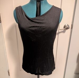 Banana Republic Black Stretch Tank With Asymmetrical Draped Neckline